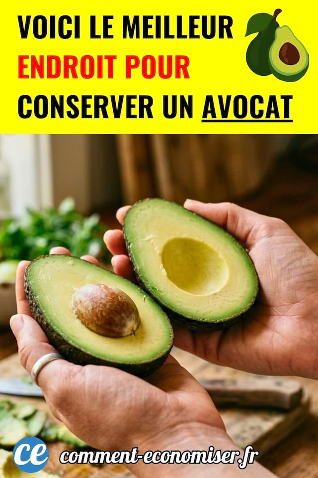 Un avocat coupé en 2 dans les mains d'une personne