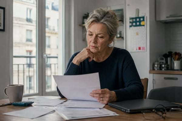 Femme de plus de 55 ans recherchant un emploi tout en accompagnant un proche âgé.