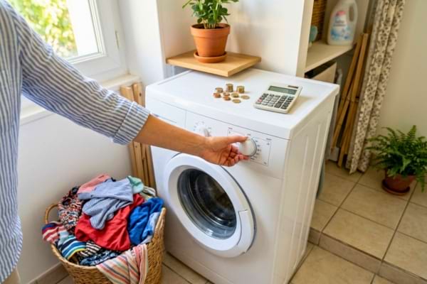 a woman's hand turning the temperature dial