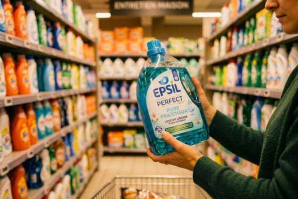 femme tenant lessive liquide Epsil