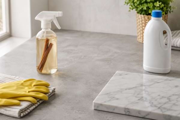 Pr&eacute;cautions d&rsquo;usage du vinaigre blanc sur le marbre et &agrave; proximit&eacute; de l&rsquo;eau de Javel.