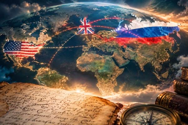 carte du monde devant un vieux livre de Nostradamus