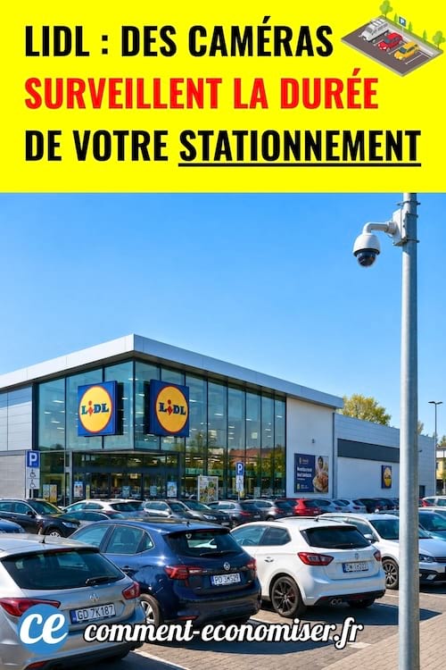 Un parking lidl avec des caméras qui surveillent le temps de stationnement des voitures
