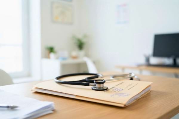 'un stéthoscope médical posé sur un dossier de patient