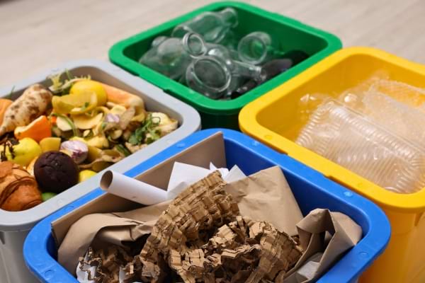 Des bacs de tri sélectif de déchets