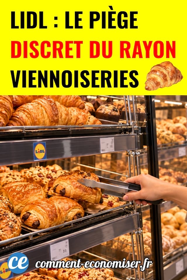 Une personne qui prend une viennoiserie au rayon boulangerie de Lidl