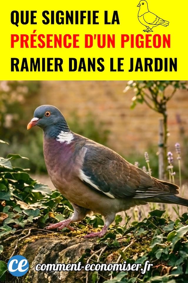 Un pigeon ramier dans un jardin
