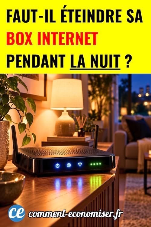 Une box internet posée sur une meuble la nuit
