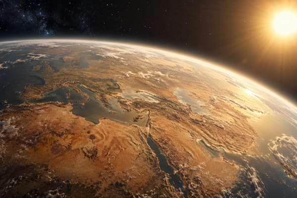 Terre asséchée sous un Soleil plus lumineux dans environ un milliard d’années.