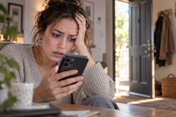 une personne regardant son smartphone avec anxiété