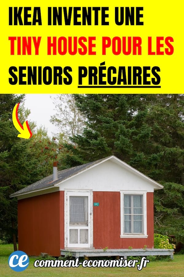 une tiny house rouge et blanche simple pour les seniors en situation de précarité imaginée par Ikea