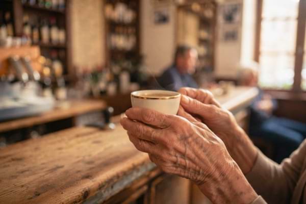 mains rid&eacute;es tenant d&eacute;licatement une tasse de caf&eacute; en porcelaine blanche