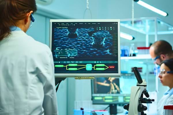 un médecin devant un écran dans un laboratoire
