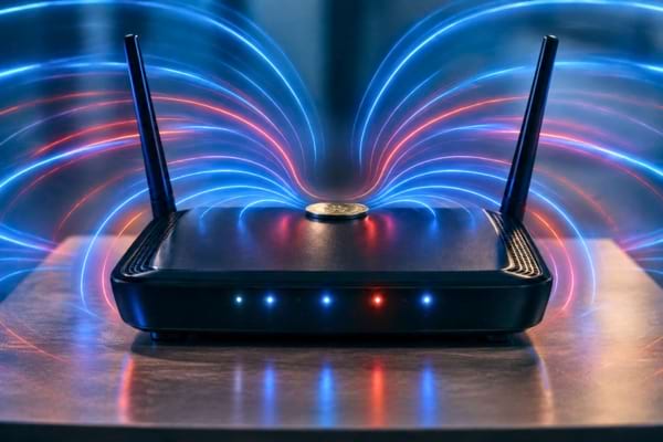 Abstract and high-tech visualization of invisible Wi-Fi radio waves