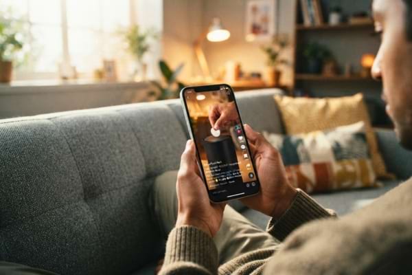 A smartphone screen displaying a viral social media video about a coin on a router
