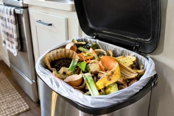 Une poubelle pleine de d&eacute;chets