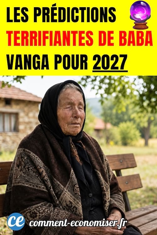 Baba vanga assise sur un banc qui fait des prédictions pour l'année 2027