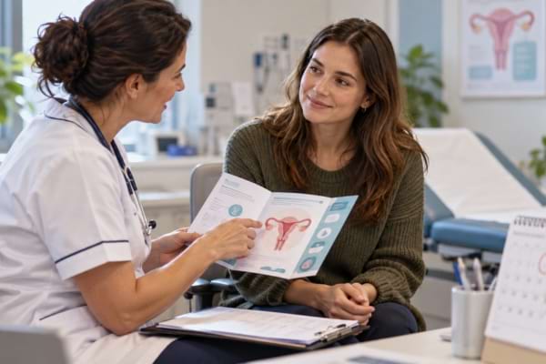 Consultation médicale pour le dépistage du cancer du col de l’utérus