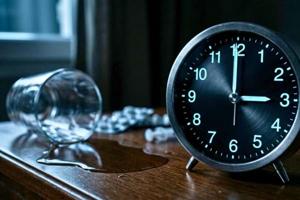 un r&eacute;veil de table de nuit marquant 03h00 du matin