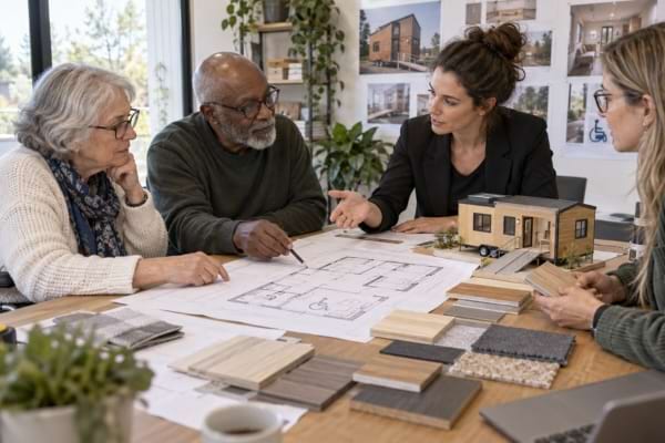 Des seniors participent à la conception d’une tiny house accessible avec des architectes.