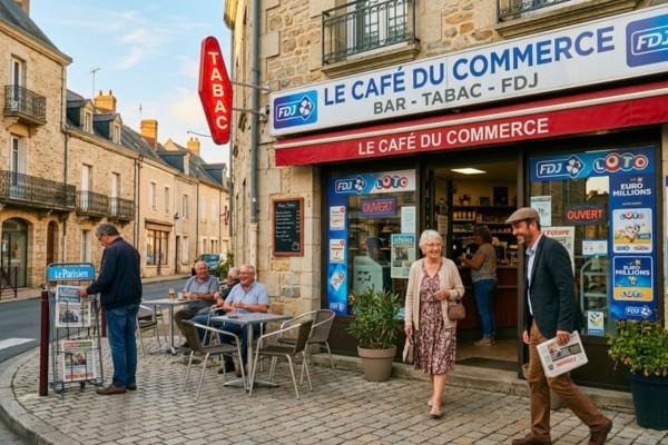 La devanture d'un bureau de tabac de quartier en France