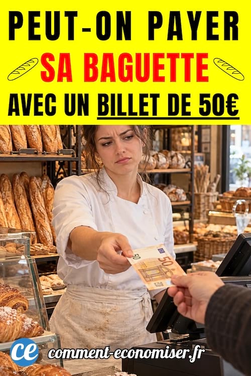 Une personne qui pait 50€ dans une boulangerie