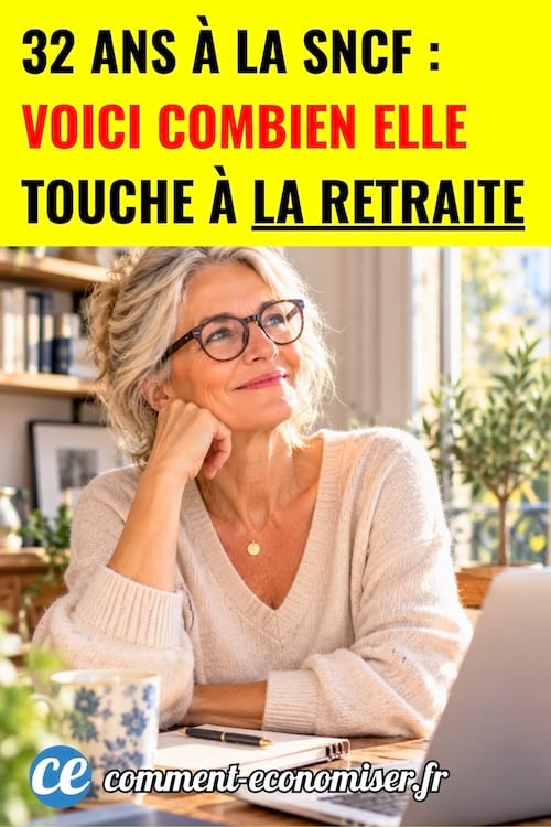 Femme à lunette chez elle qui regarde en l'air avec un air satisfait