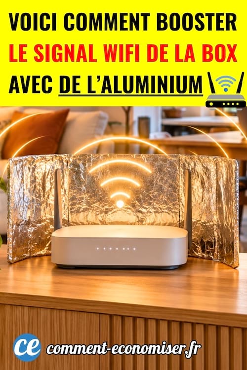 Une box avec du signal wifi réfléchit par du papier aluminium