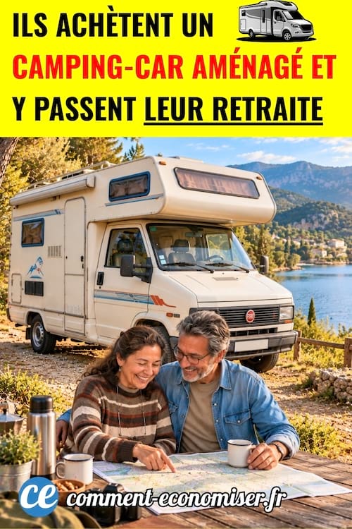 Un couple assis &agrave; c&ocirc;t&eacute; de leur camping-car