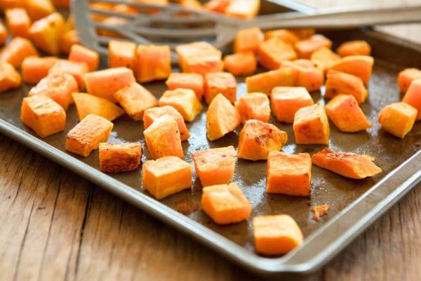 cubes de courge butternut grillés au four