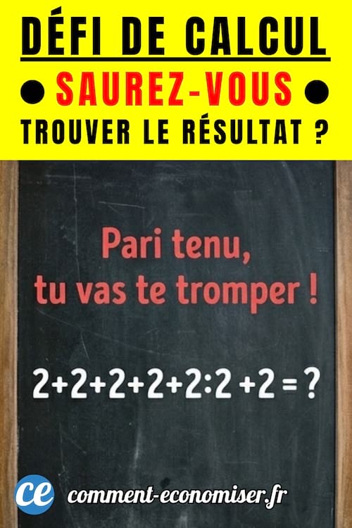 une &eacute;nigme de calcal &eacute;crite sur tableau noir avec un d&eacute;fi pari tenu
