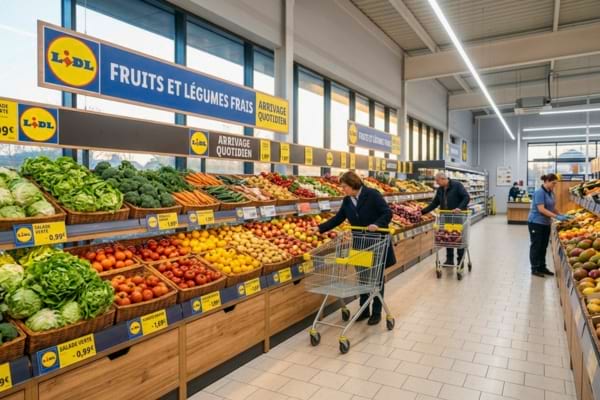 modern supermarket aisle filled with fresh produce,