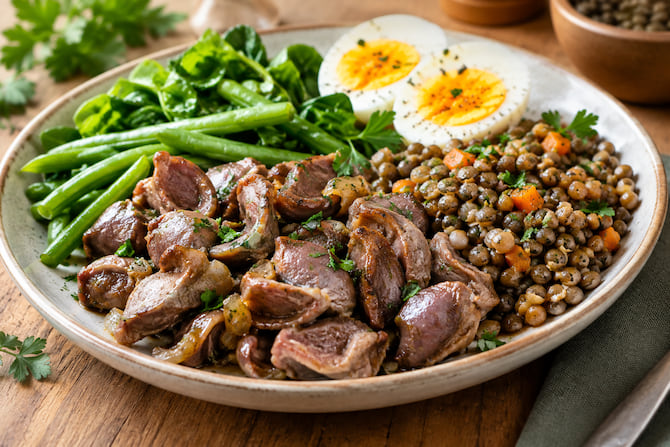 assiette de gésiers de poulet bon pour la santé