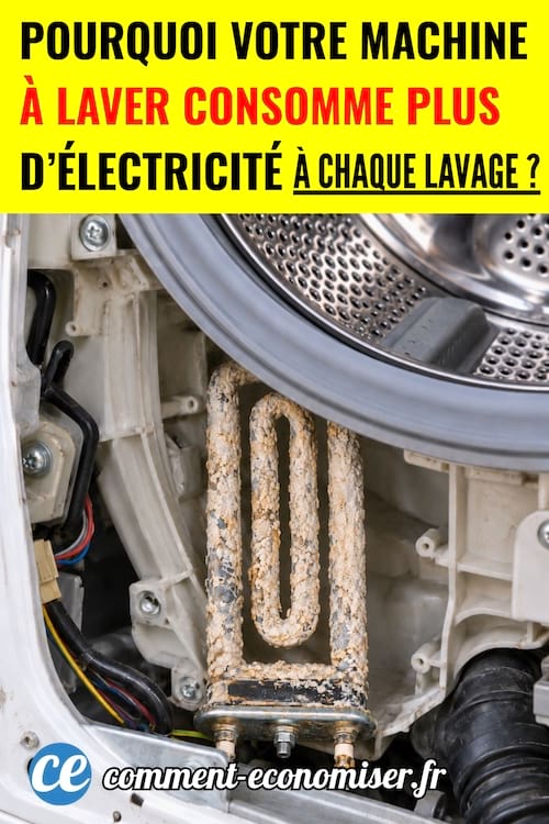 Une résistance de machine à laver complètement entartrée