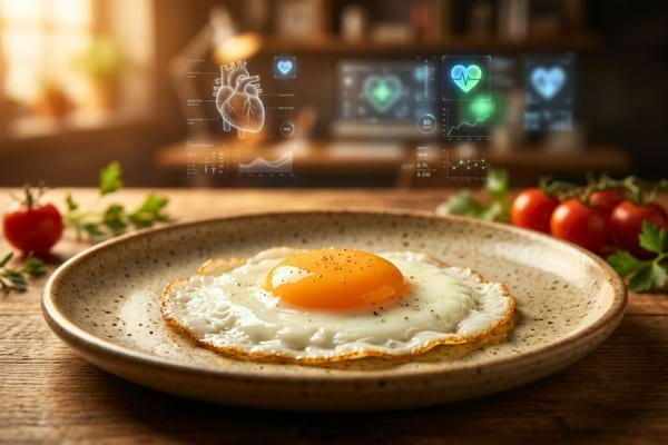un œuf parfait au plat dans une belle assiette en céramique mate
