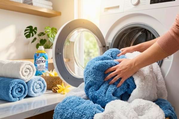 A person's hands taking out a load of freshly washed