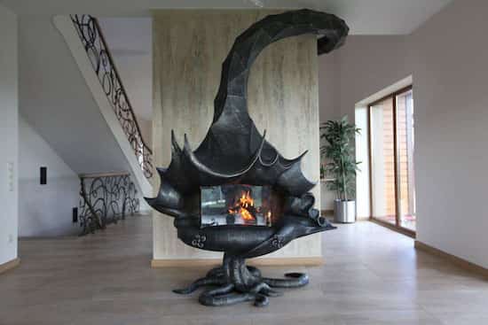intérieur design cheminée créateur coquillage