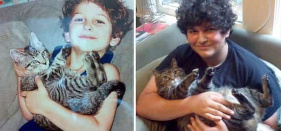 enfant et chat ont grandi