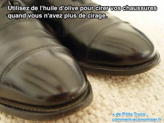 Utilisez de l'huile d'olive pour faire briller les chaussures en cuir.