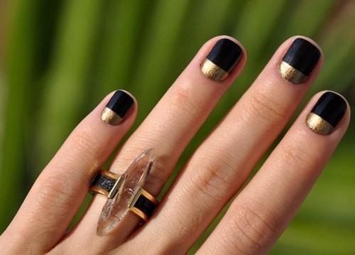 manucure facile noir et or
