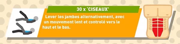 exercices des ciseaux pour faire des abdos