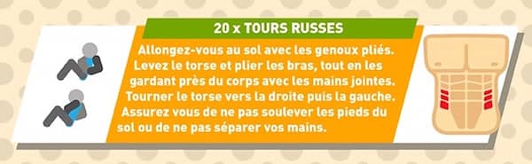 explications pour faire des abdos tours russes