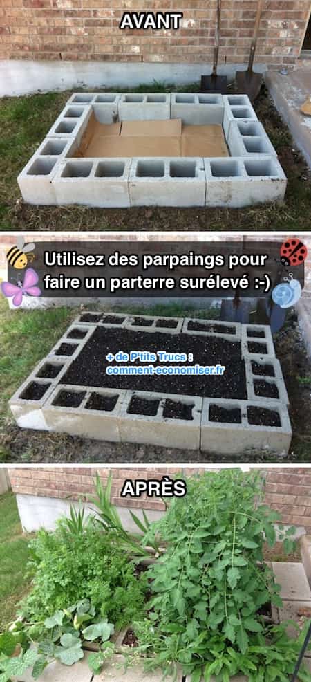 Avec de simples parpaings vous pouvez faire un parterre surélevé dans votre jardin. 