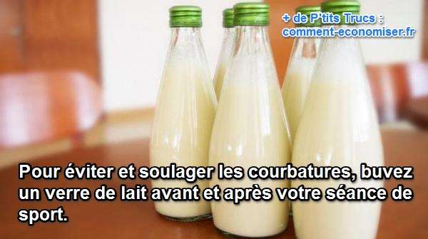 des bouteilles de lait pour diminuer les courbatures après le sport