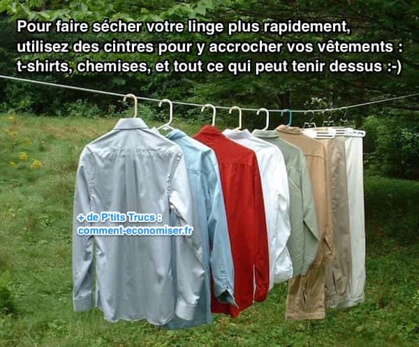 Utilisez des cintres pour faire sécher linge rapidement