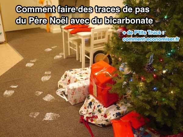 Utilisez du bicarbonate pour faire des traces de pas du Père Noël