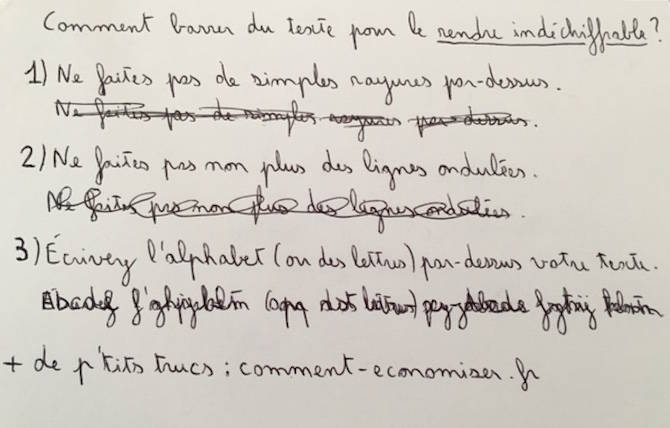 Astuce pour barrer du texte pour le rendre indéchiffrable