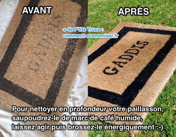 nettoyer paillasson en profondeur avec marc de café