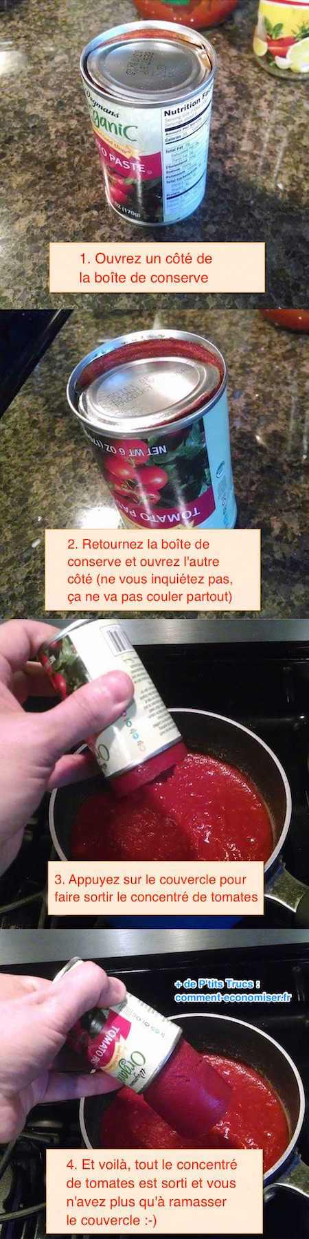 Comment sortir le concentré de tomate de la boîte de conserve