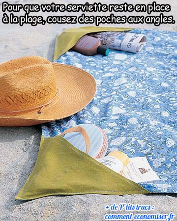 coudre poche pour plus que la serviette s'envole à la plage